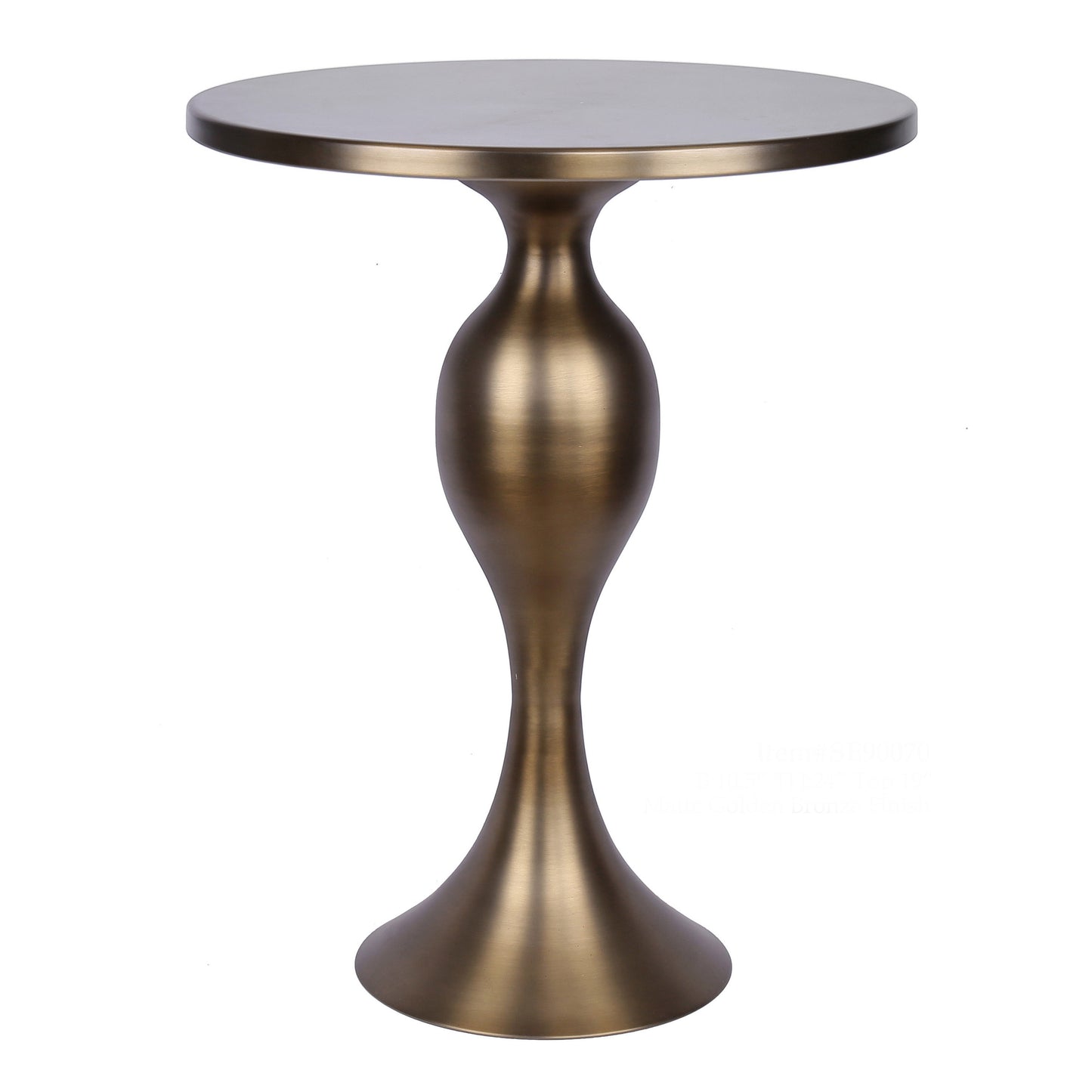 24" Contemporary Metal Accent Table in Matte Golden Bronze