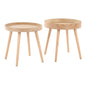 Mid-Century Modern Side Table Set in Natural Wood