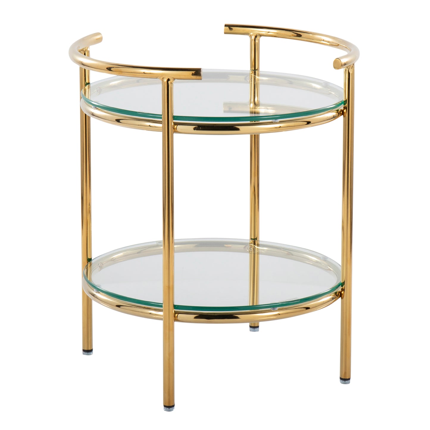 Contemporary Side Table in Gold Metal and Clear Glass