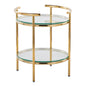 Contemporary Side Table in Gold Metal and Clear Glass