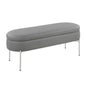 Contemporary Storage Bench in Chrome Metal and Grey Faux Leather