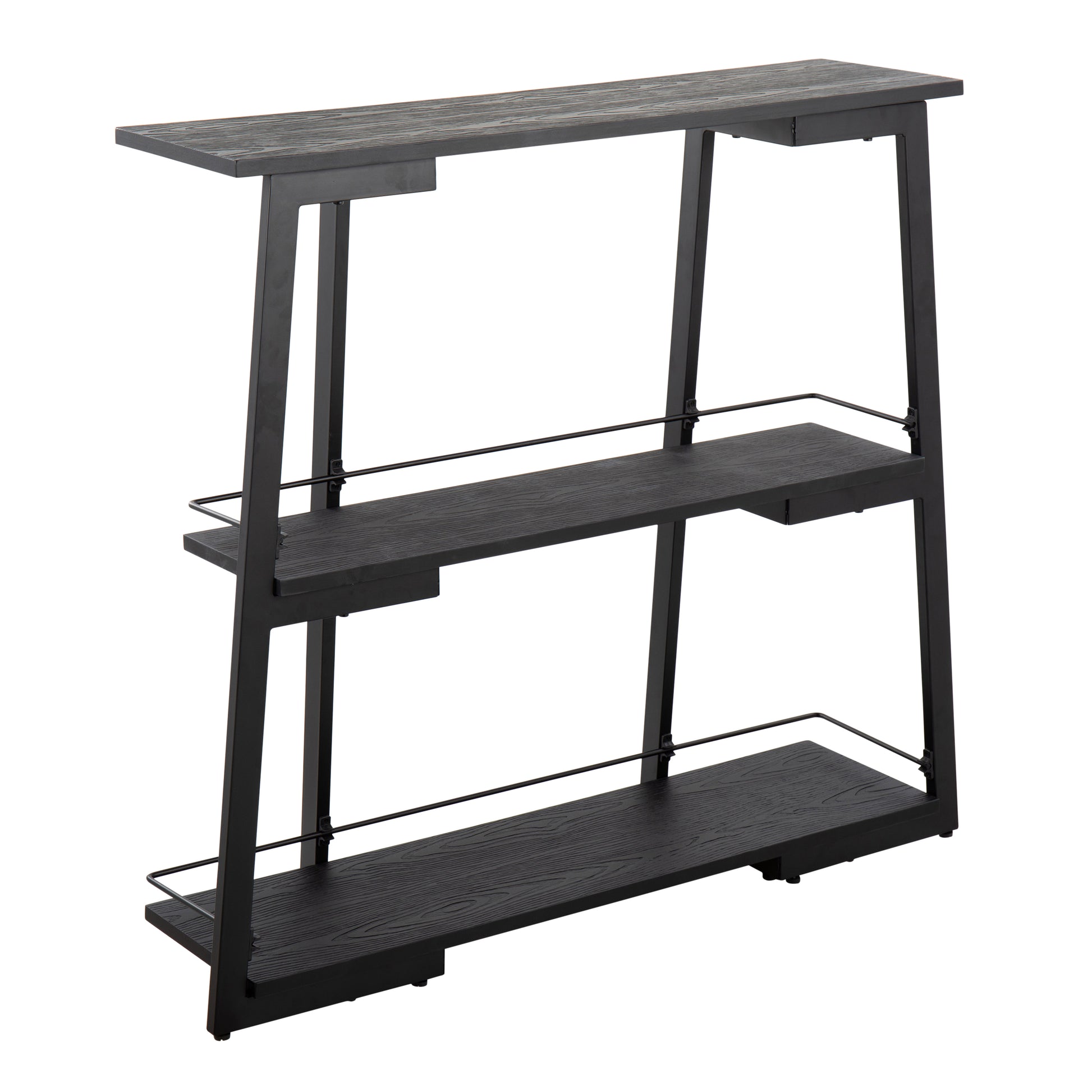 Converge Bookcase in Black Steel and Black Bamboo