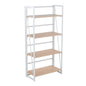 Contemporary Bookcase in White Painted Metal and Natural Wood