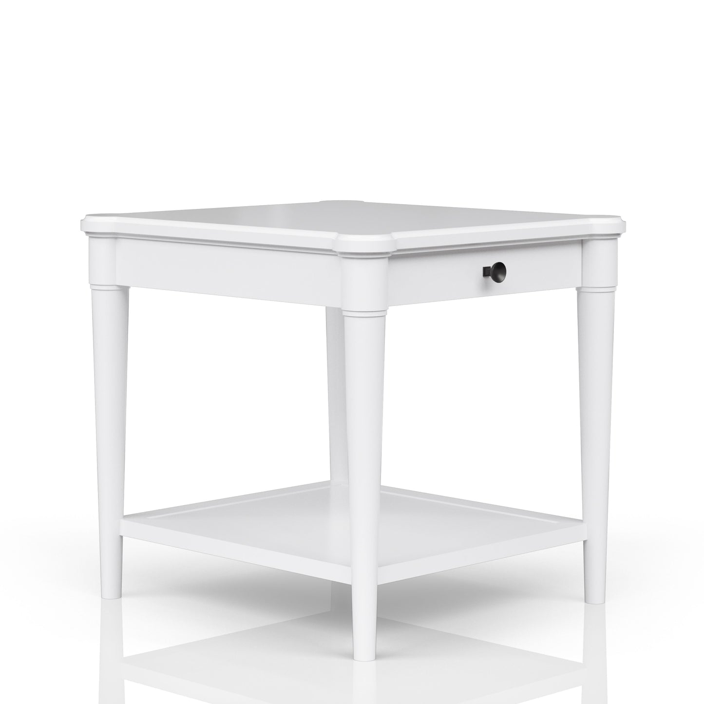 White Finished End Table With Storage Drawer