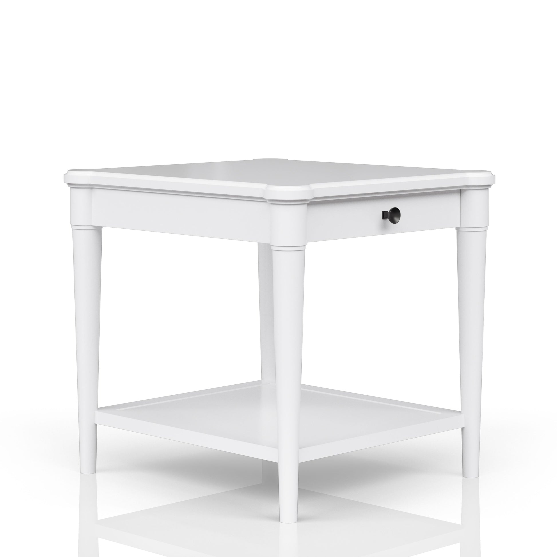 White Finished End Table With Storage Drawer