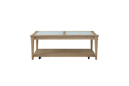 Frosted Glass Top Cocktail Table With Casters