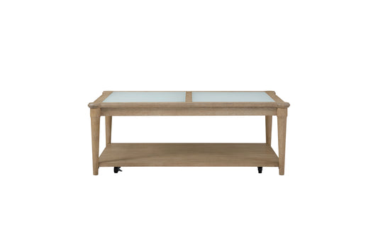Frosted Glass Top Cocktail Table With Casters