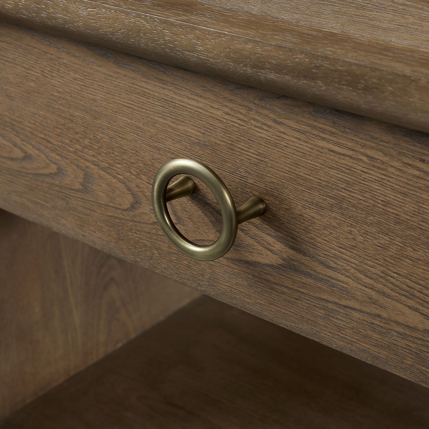 Light Brown Waterfall End Table with Storage Drawer for Modern Style for Living Room