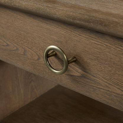 Light Brown Waterfall End Table with Storage Drawer for Modern Style for Living Room