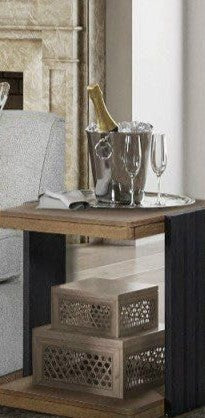 Channel Chairside Table - Black Solid Wood MDF Storage