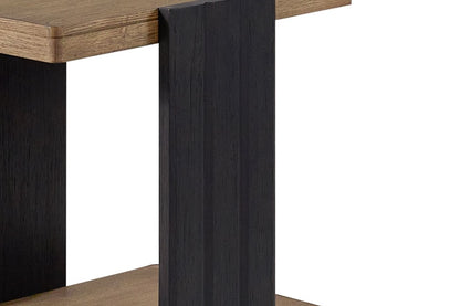 Channel Chairside Table - Black Solid Wood MDF Storage