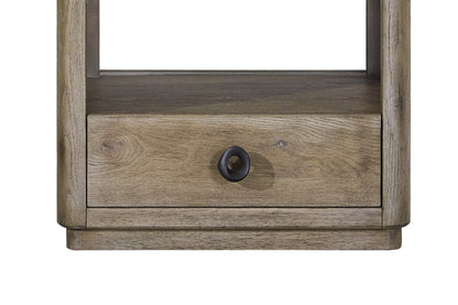24" Oak End Table with Storage Shelves