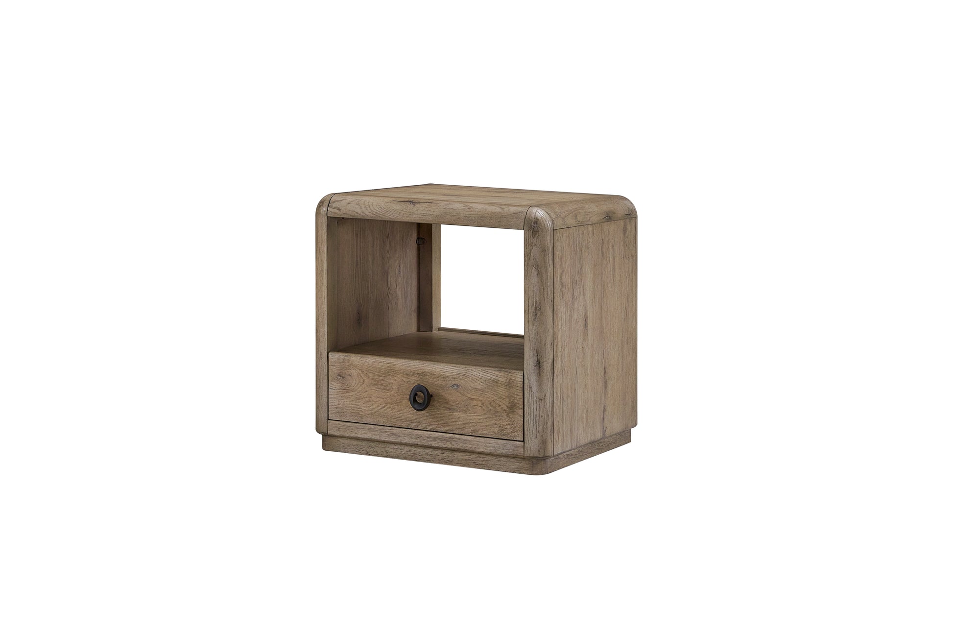 24" Oak End Table with Storage Shelves