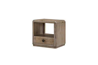 24" Oak End Table with Storage Shelves