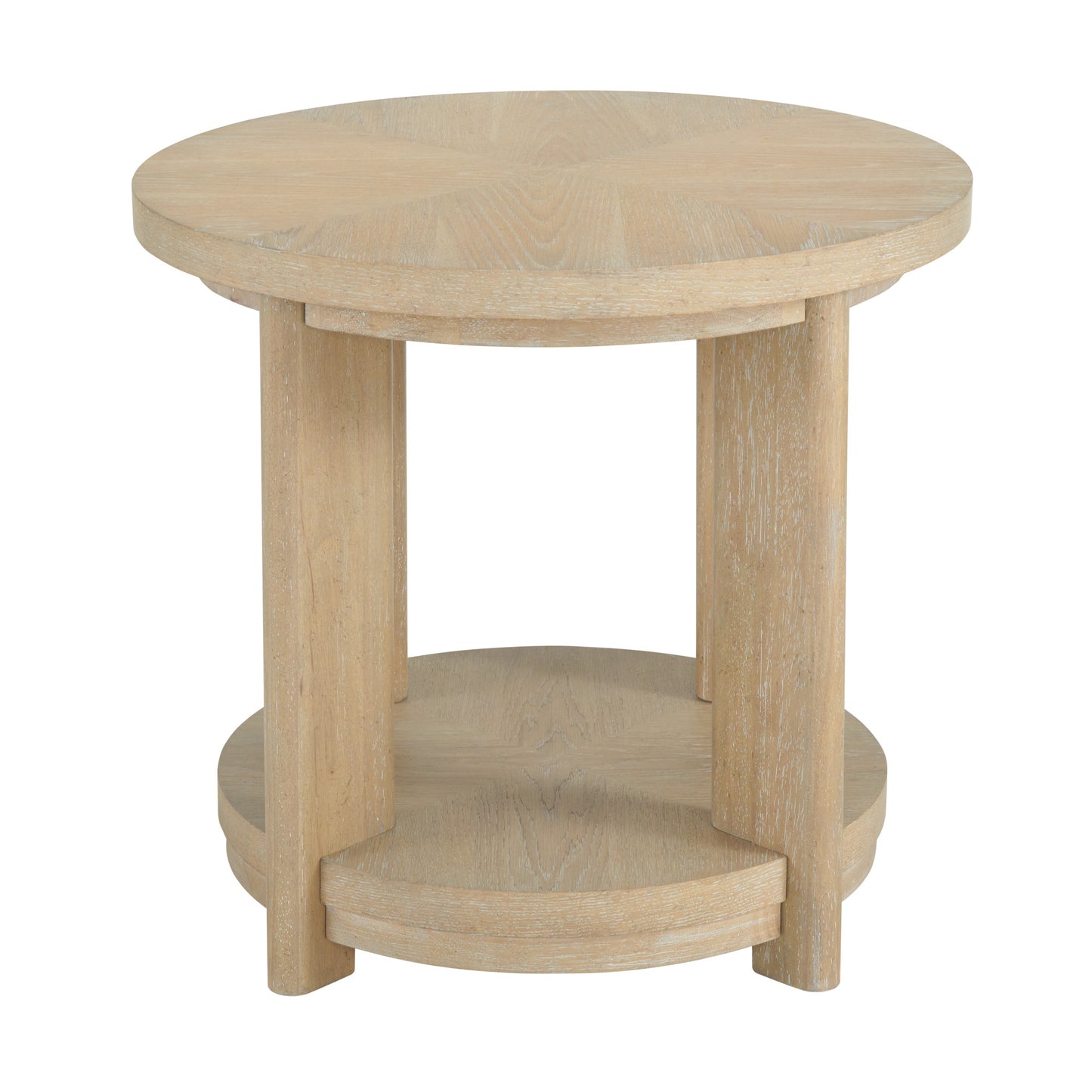 Tan Round Accent Table - Solid Wood for Living Room