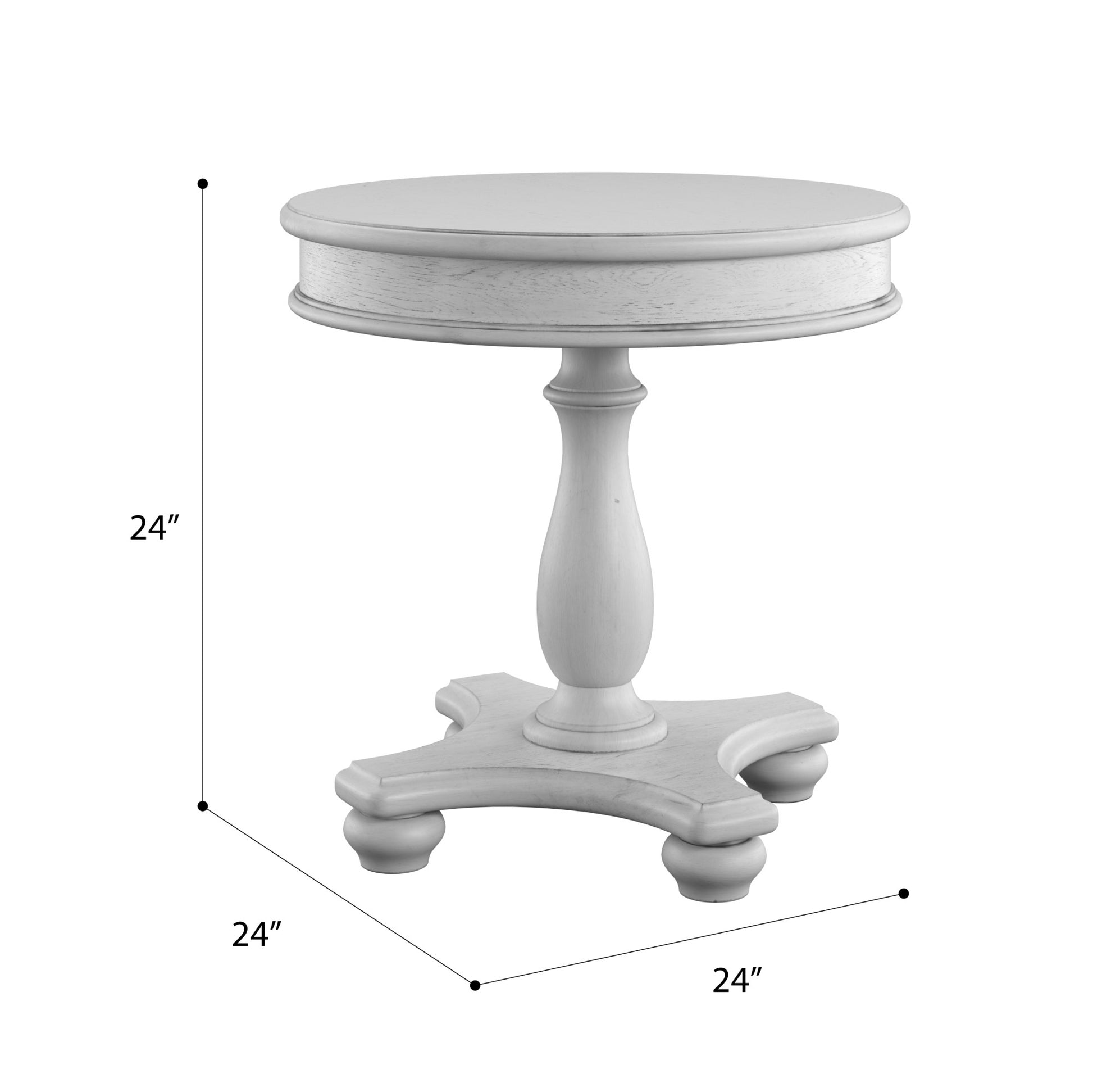 Gray Round End Table - 24 Inch Diameter for Living Room