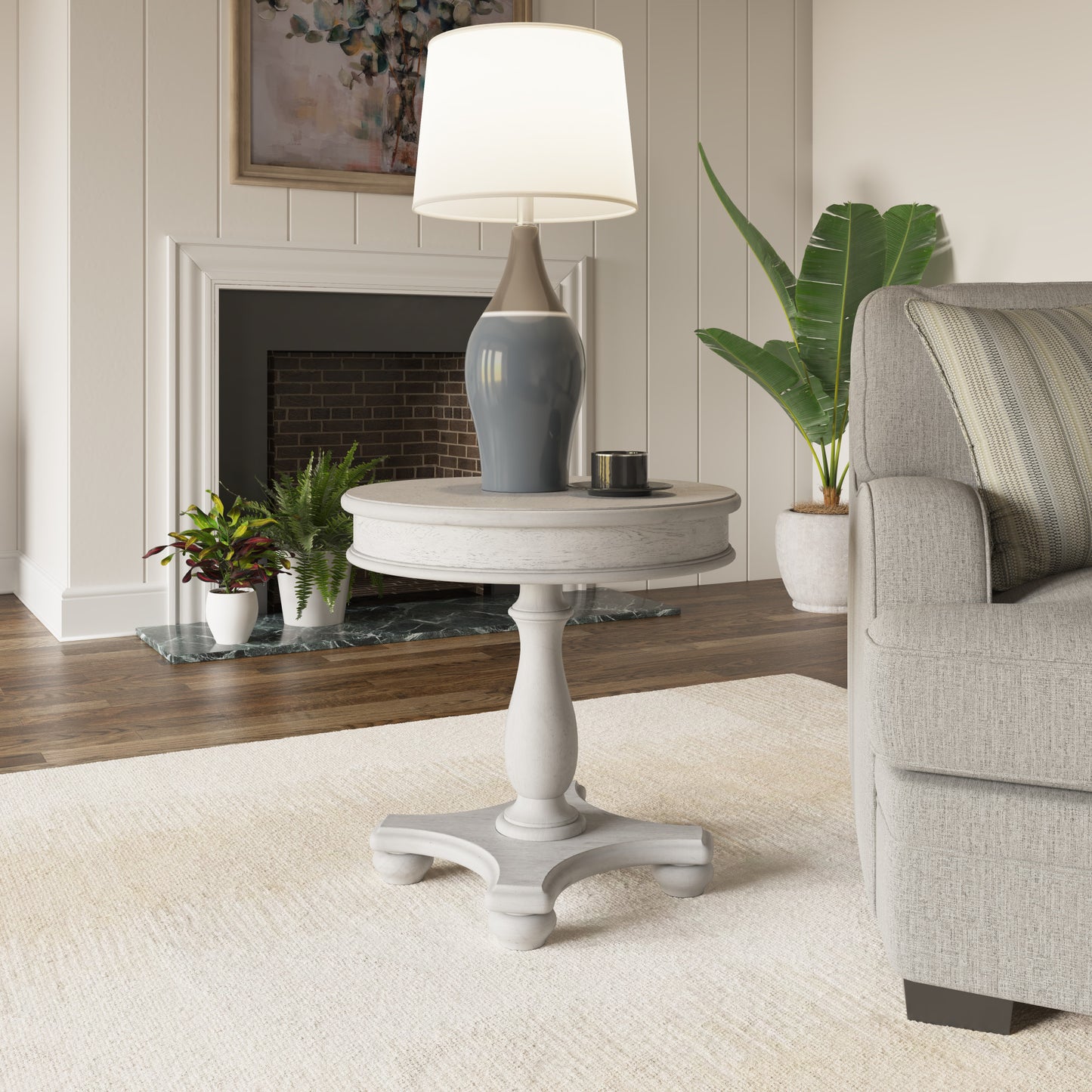 Gray Round End Table