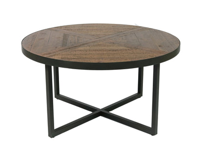 36 Round Brown Solid Wood Coffee Table