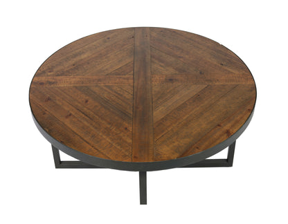 36 Round Brown Solid Wood Coffee Table