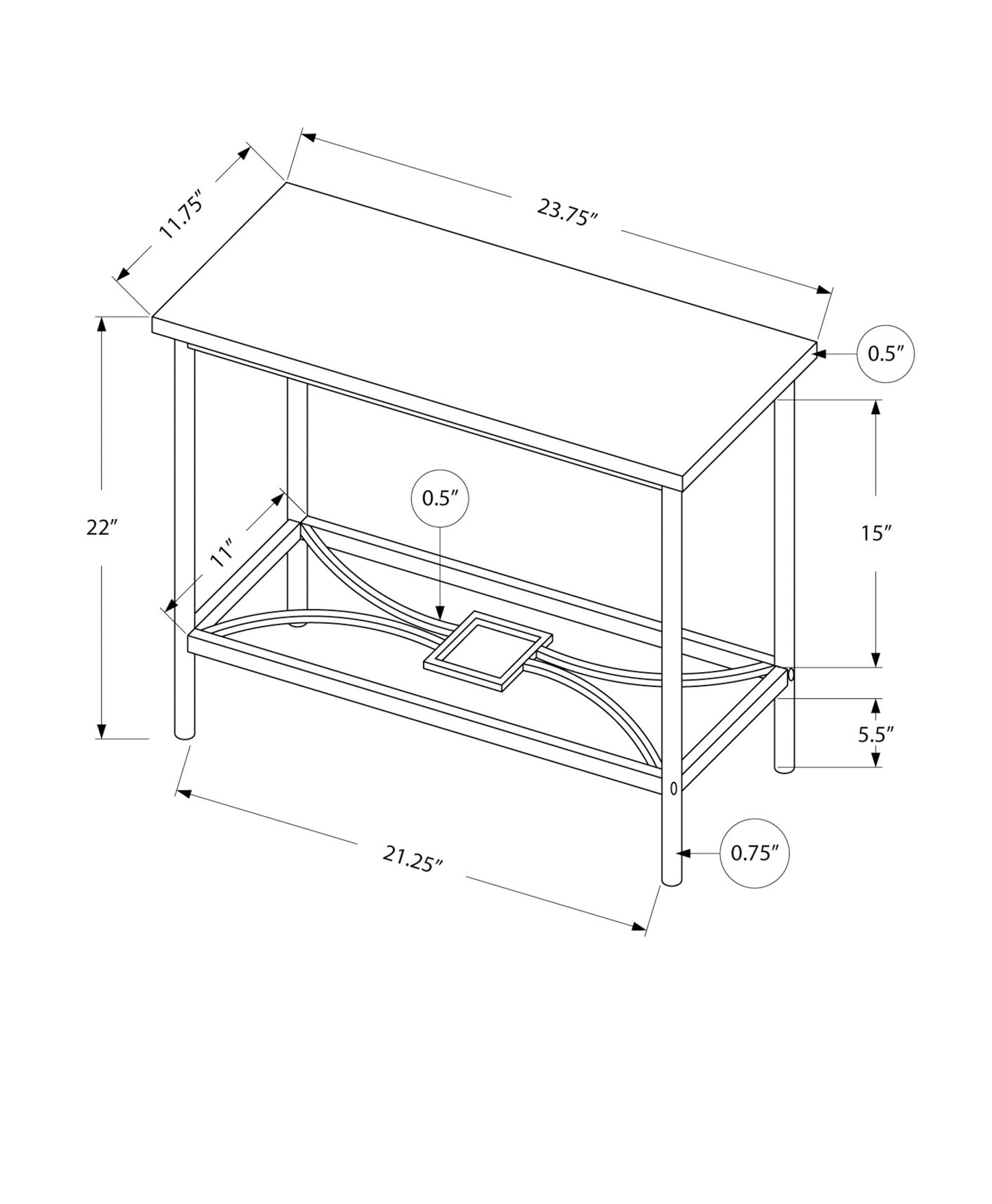 Taupe MDF Accent Table - 2 Tier Side Table