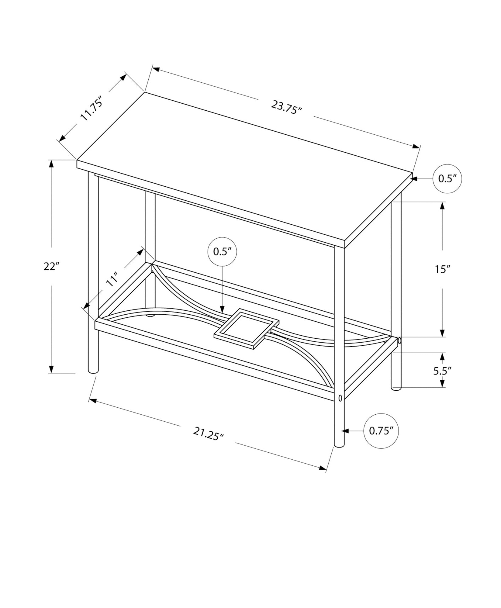 Taupe MDF Accent Table - 2 Tier Side Table