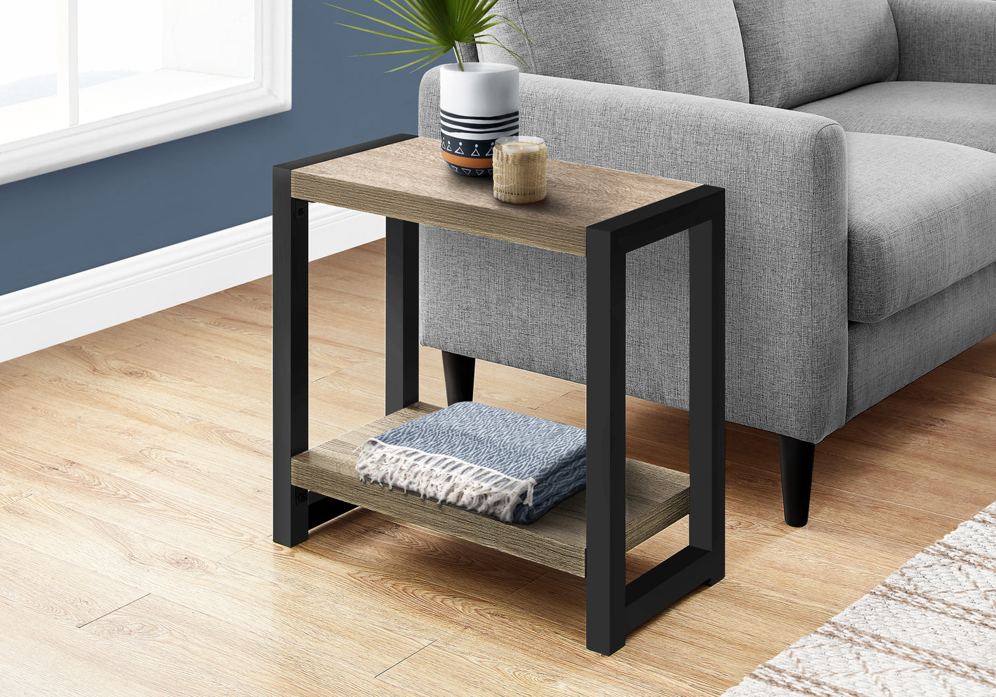 2 Tier Accent Table Taupe Particle Board for Living Room