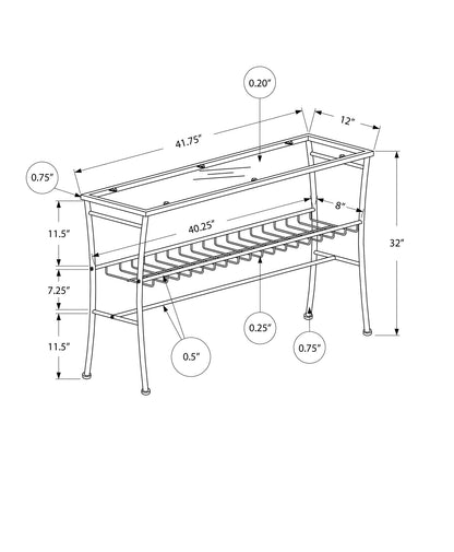 Silver Metal Accent Table - Clear Glass Top for Living Room