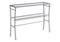 Accent Table, Console, Entryway, Narrow, Sofa, Living Room, Bedroom, Clear Tempered Glass, Silver Metal, Contemporary, Modern