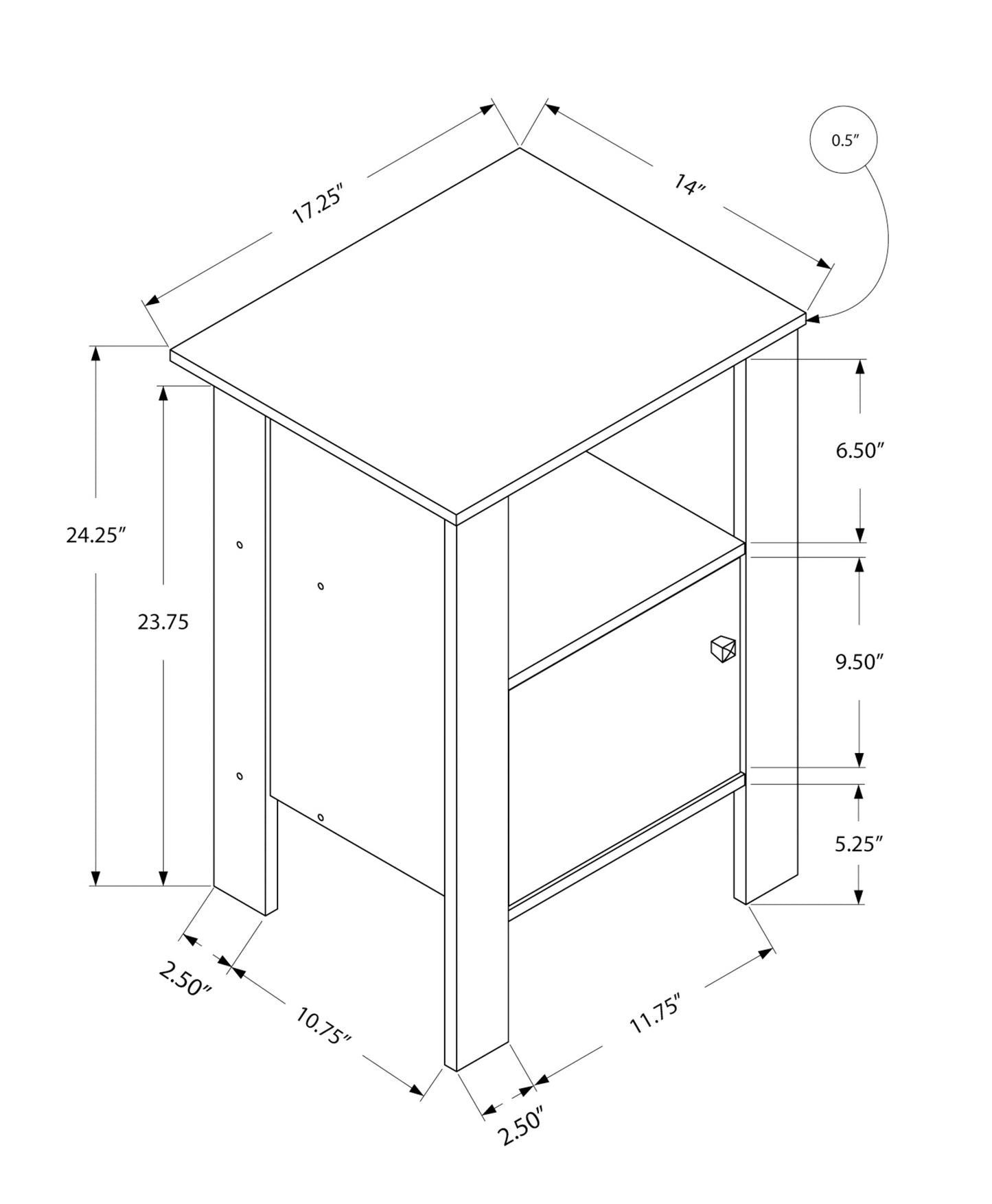Taupe Accent Table - Nightstand & Side Table