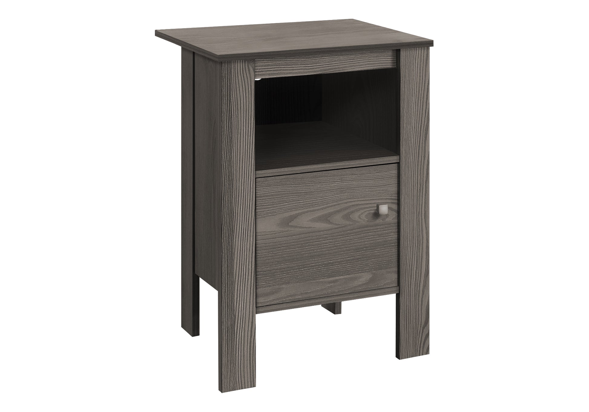 Grey Nightstand with Storage - 17.25" Side Table for Living Room