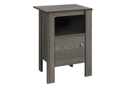 Grey Nightstand with Storage - 17.25" Side Table for Living Room
