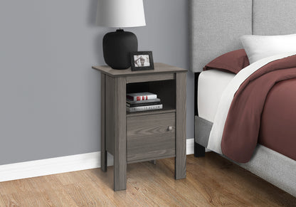 Grey Nightstand with Storage - 17.25" Side Table for Living Room