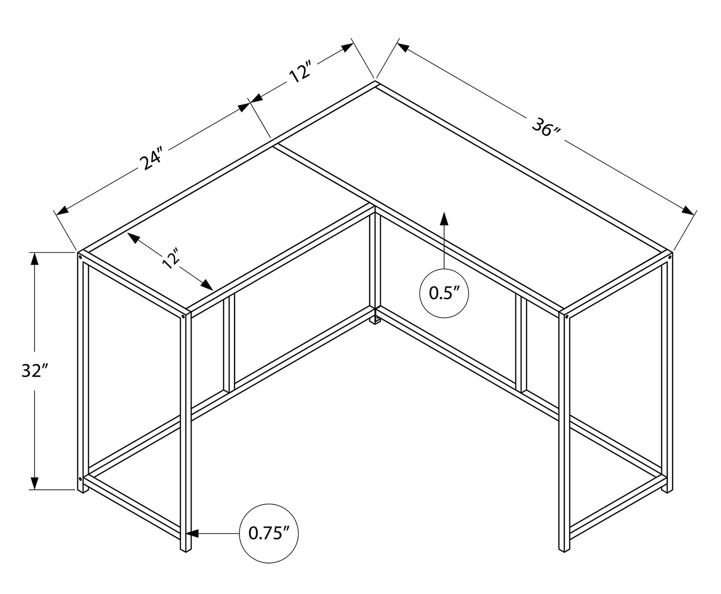 Taupe Corner Console Table - 36" L x 36" W