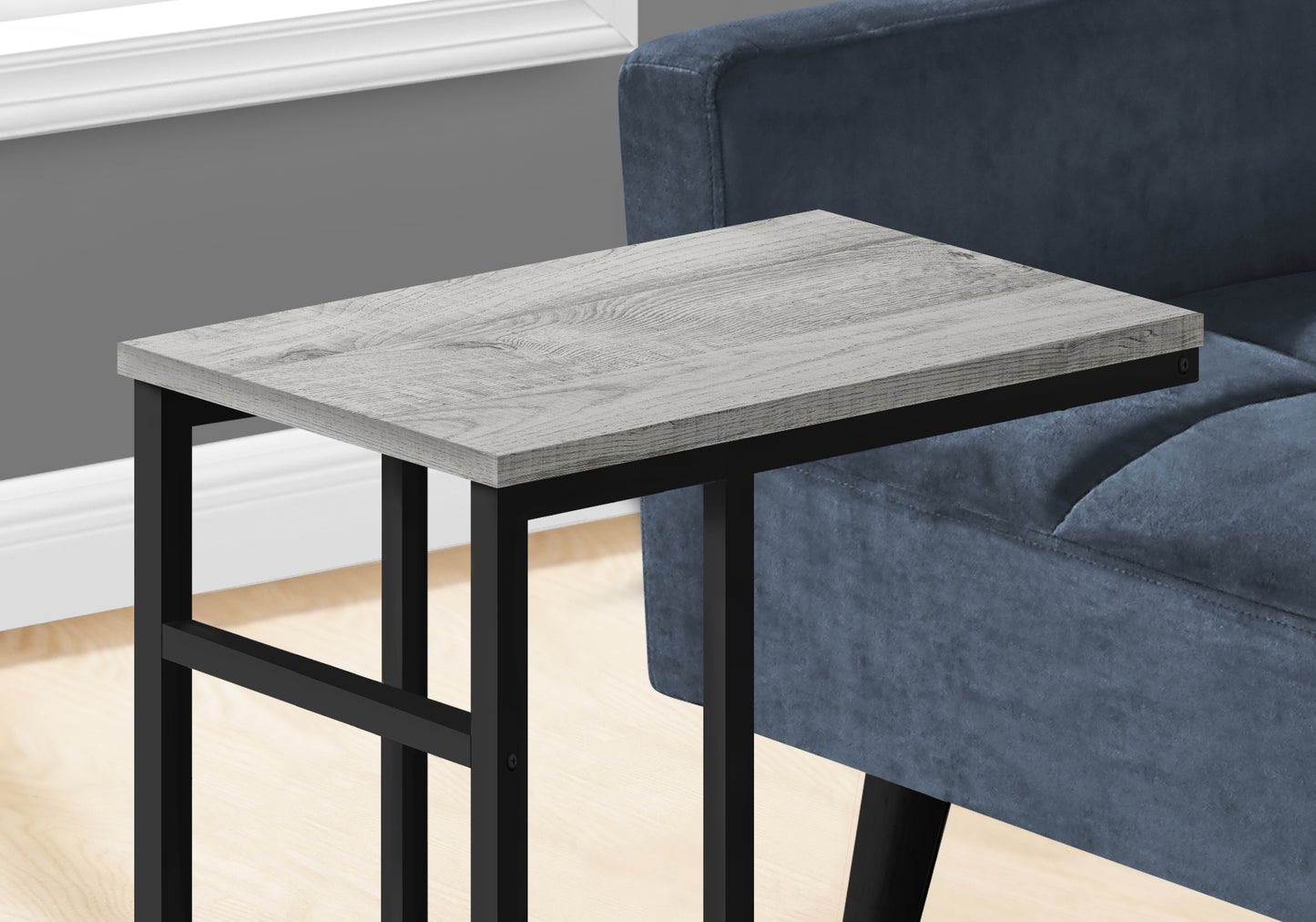 Grey C-Shaped Accent Table - Modern Side Table for Living Room or Bedroom