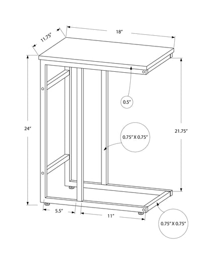 Black C-Shaped End Table - 18 Inch Side Table