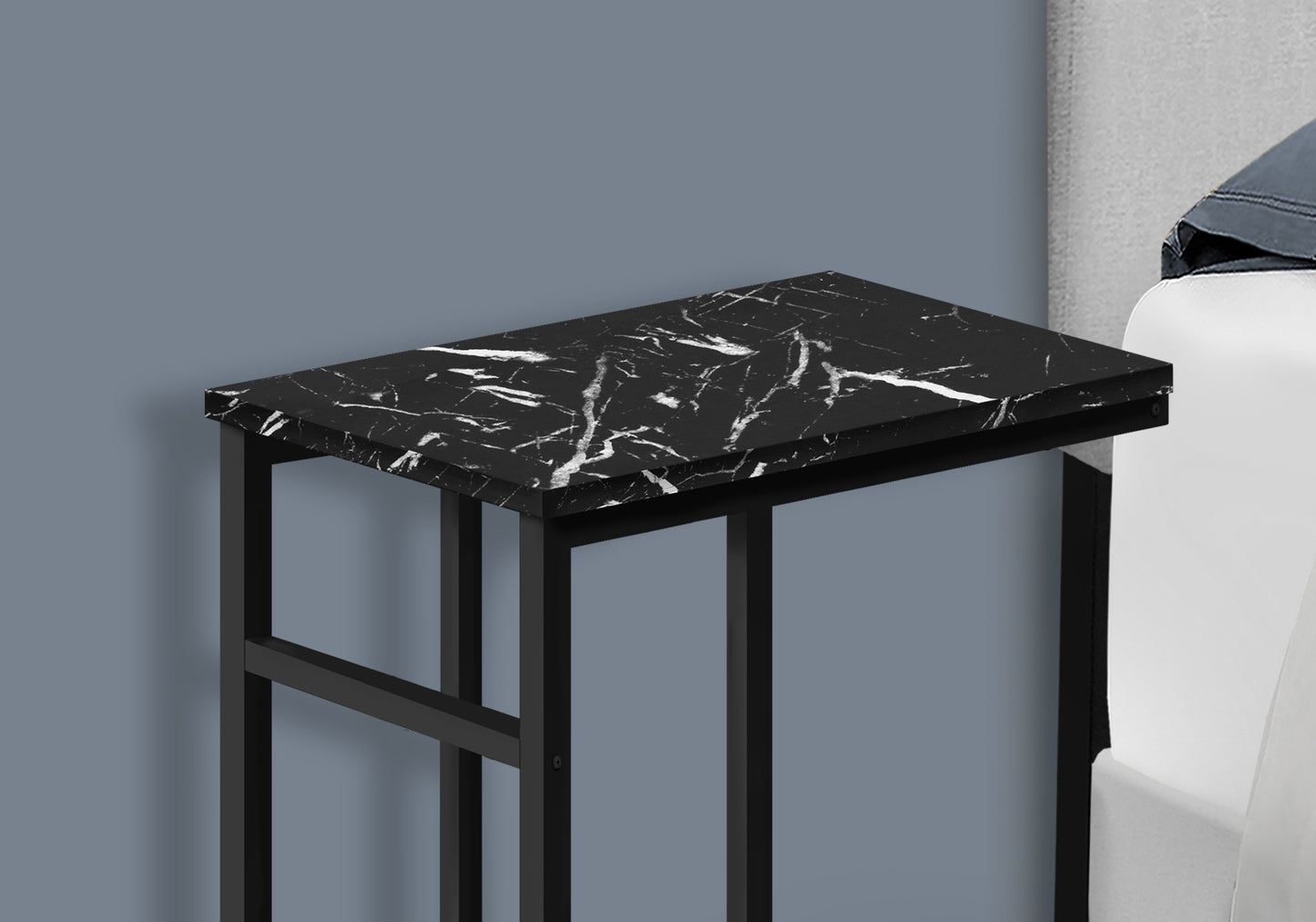 Black C-Shaped End Table - 18 Inch Side Table