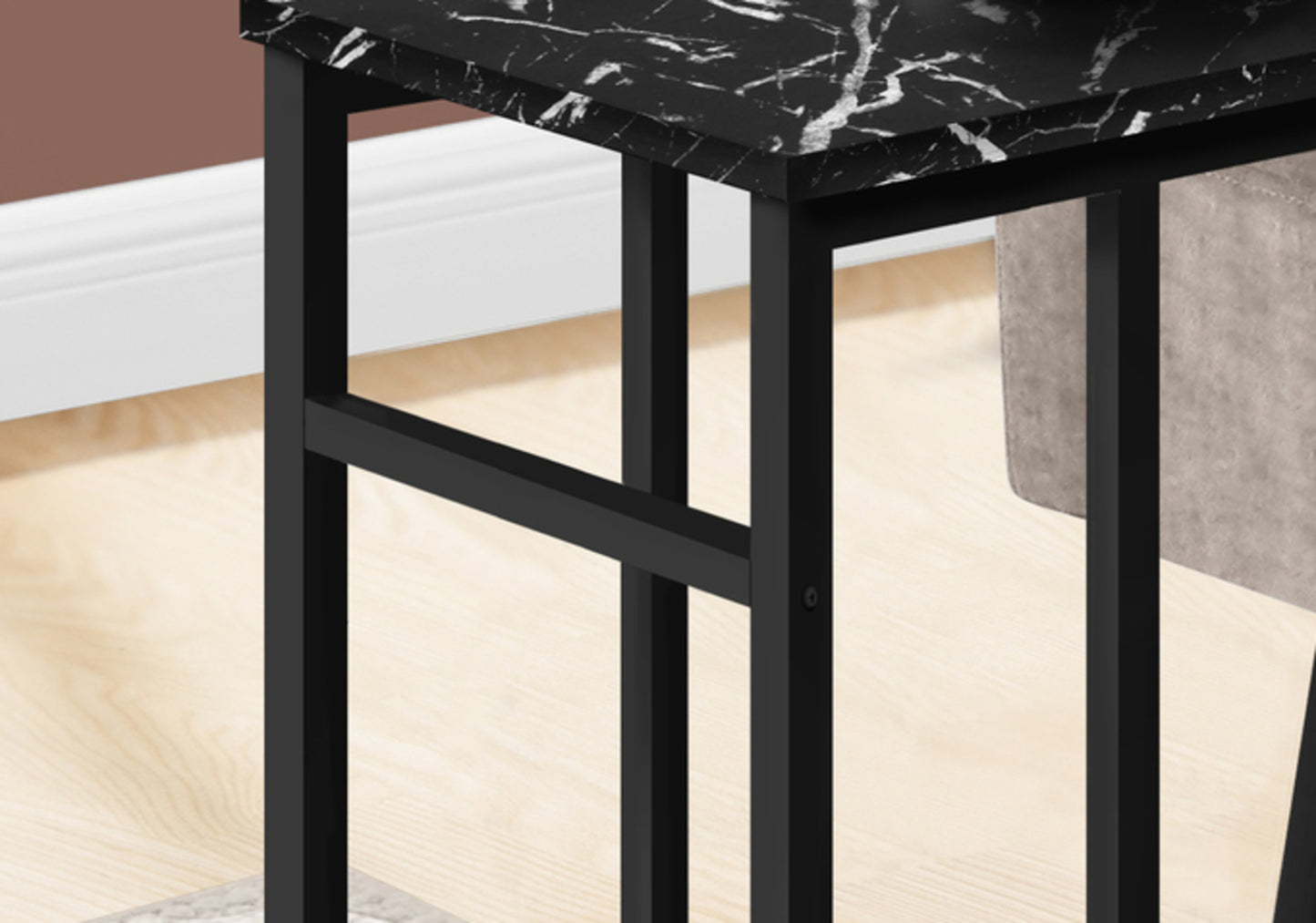 Black C-Shaped End Table - 18 Inch Side Table