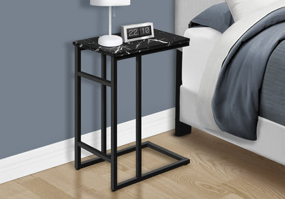 Black C-Shaped End Table - 18 Inch Side Table
