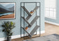 Bookshelf, Bookcase, Etagere, 3 Tier, 60"h, Office, Bedroom, Grey Laminate, Black Metal, Contemporary, Modern