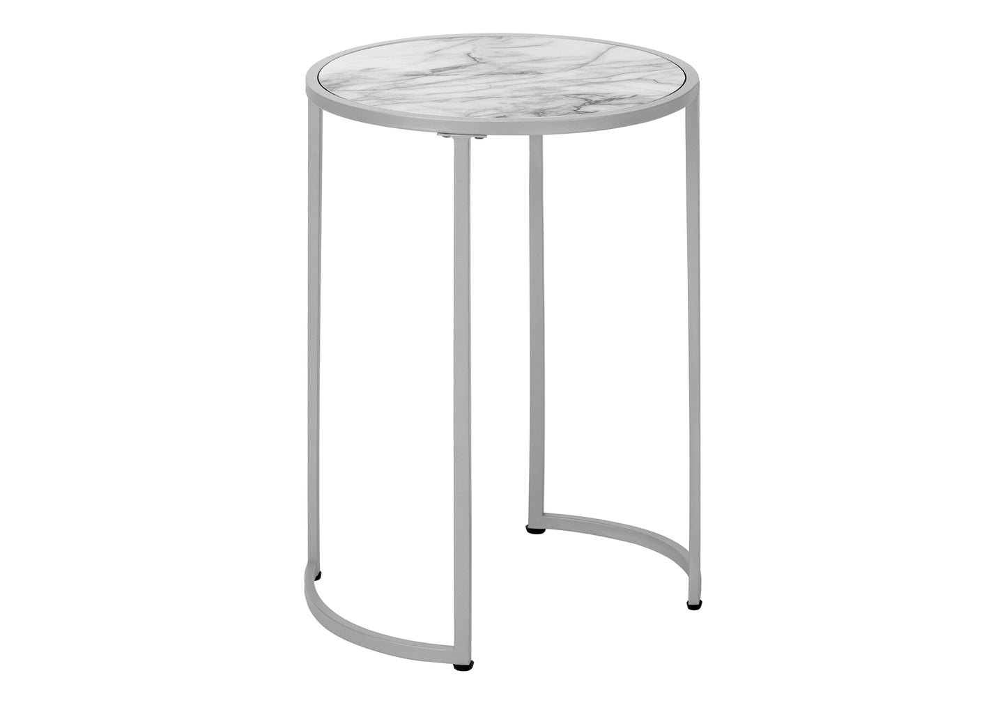 White Metal Accent Table - Round Nightstand for Living Room