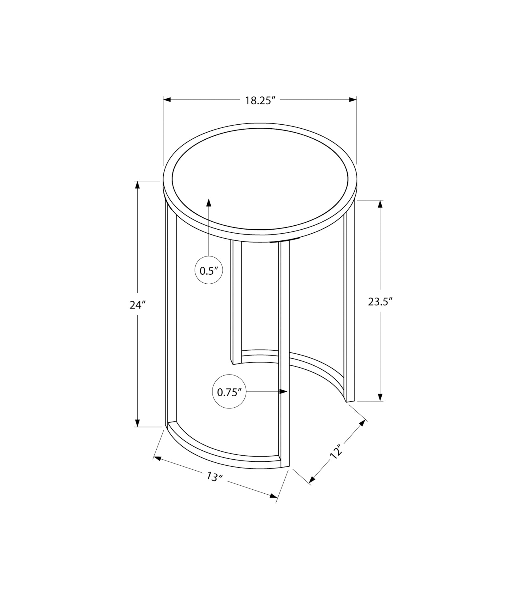 White Metal Accent Table - Round Nightstand for Living Room