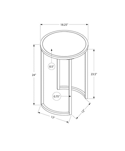 White Metal Accent Table - Round Nightstand for Living Room