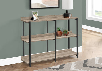 3-Tier Taupe Console Table - Storage Accent Table