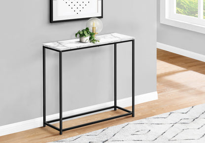 White Marble Console Table - Entryway Accent Table