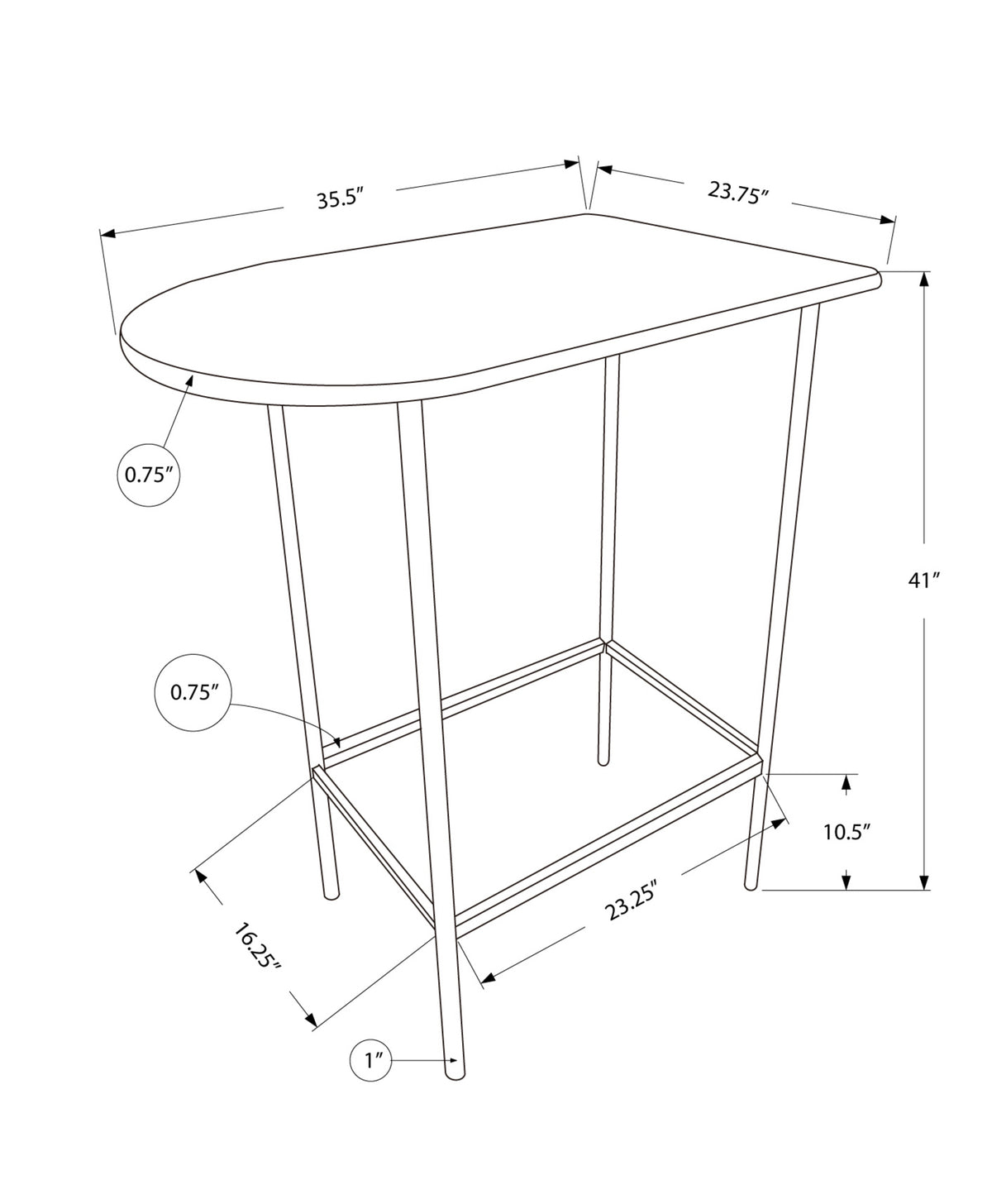 36 Inch White Bar Table - Modern Pub Table for Living Room