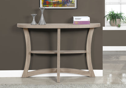 Living Room Taupe Particle Board Console Table with Two Tier Storage for Entryways