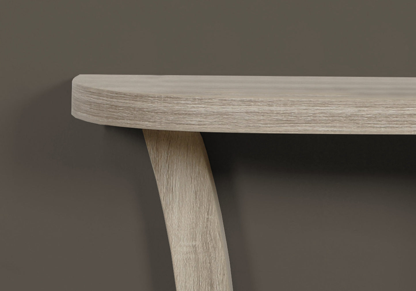 Living Room Taupe Particle Board Console Table with Two Tier Storage for Entryways