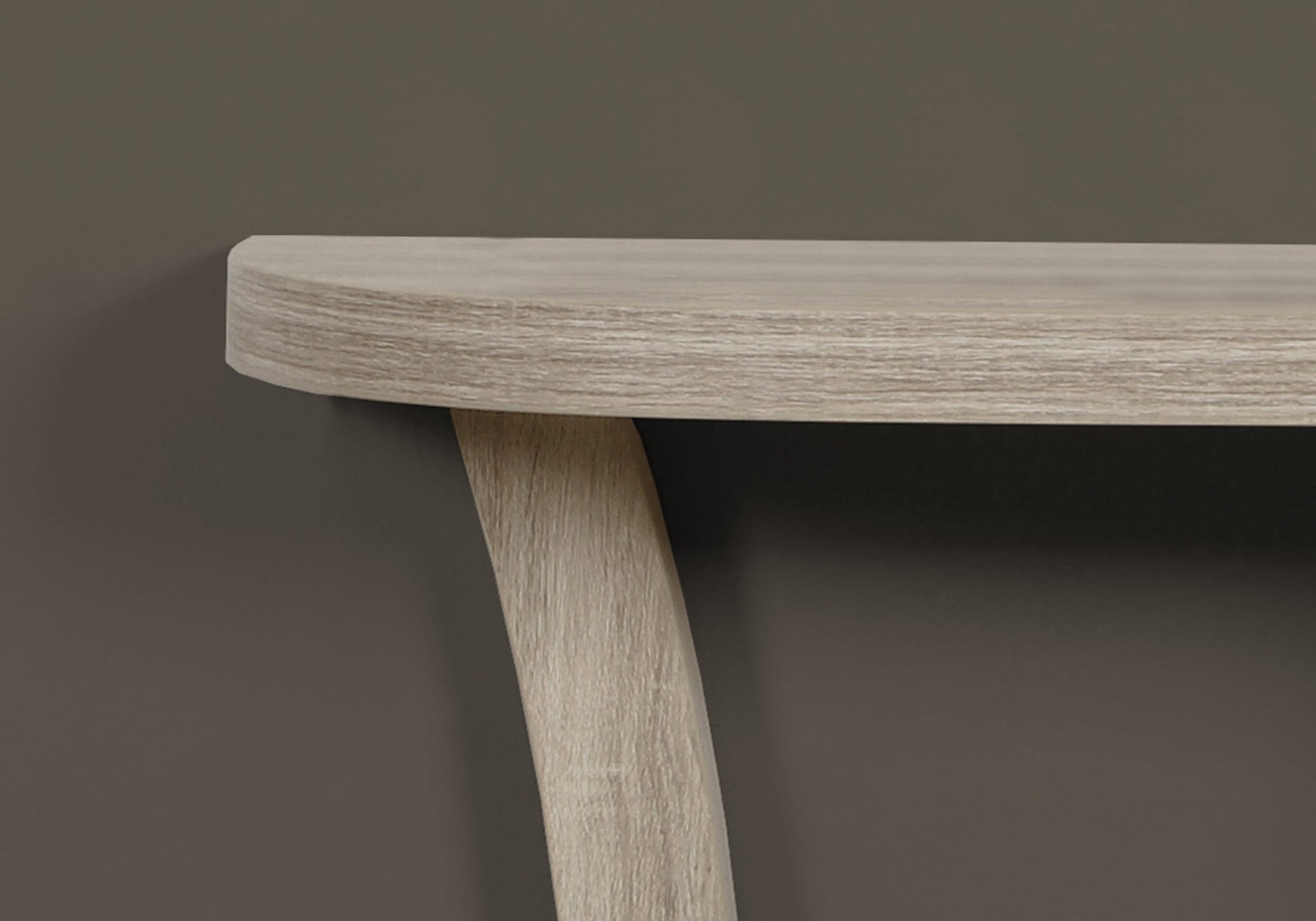 Living Room Taupe Particle Board Console Table with Two Tier Storage for Entryways