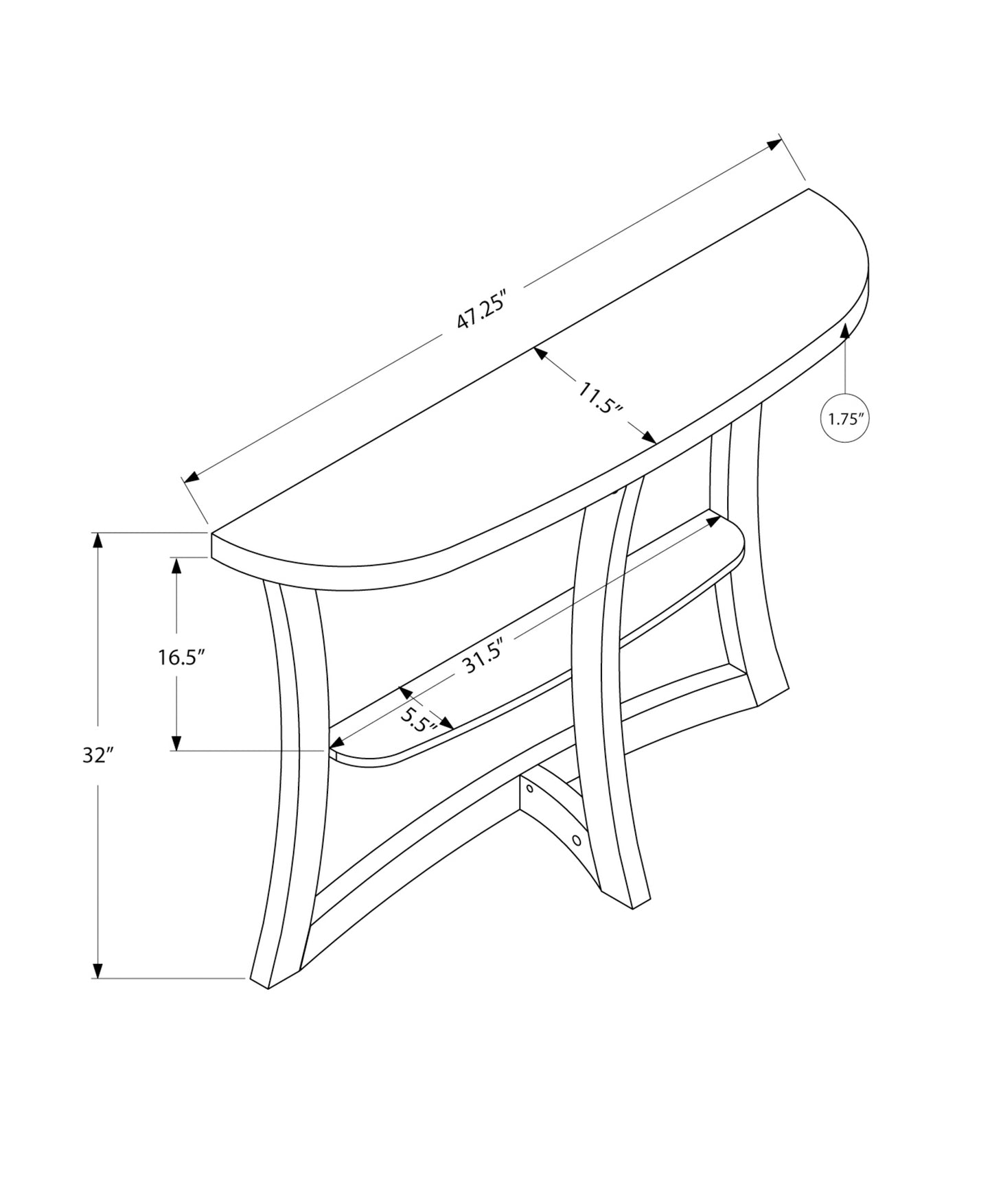 Living Room Taupe Particle Board Console Table with Two Tier Storage for Entryways