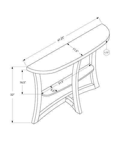 Living Room Taupe Particle Board Console Table with Two Tier Storage for Entryways